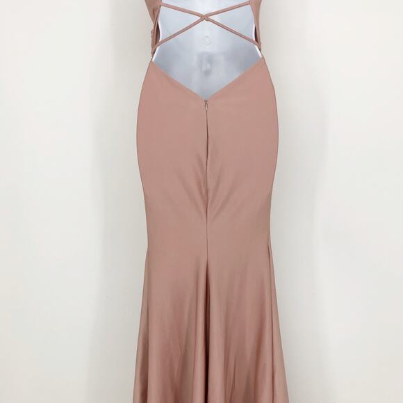 LA FEMME 29848 Jersey Long Gown 2 Pink Mauve Faux Wrap V Neck Prom Dress NWT - Picture 12 of 16